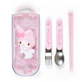 Japan Sanrio Original Bento Lunch Cutlery Set Spoon Fork Chopstick - My Melody - 1