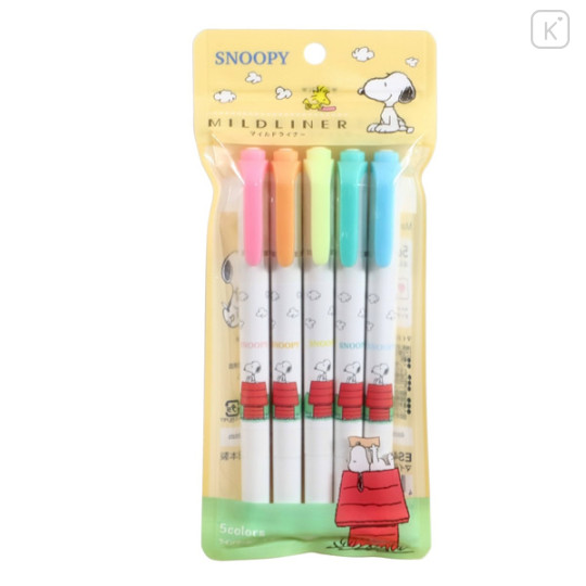 Japan Peanuts Zebra Mildliner Double-Sided Highlighter 5 Color Set - Snoopy : Home - 1