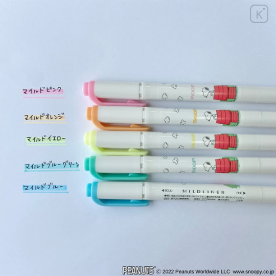 Japan Peanuts Zebra Mildliner Double-Sided Highlighter 5 Color Set - Snoopy : Home - 3