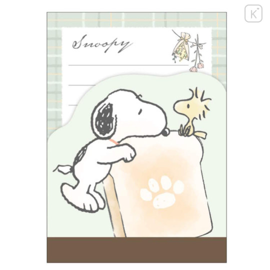 Japan Peanuts Diecut Mini Notepad - Snoopy / Bread - 1