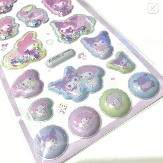 Japan Sanrio Shake Shake Capsule Seal Sticker - Kuromi & Melody 3D - 3