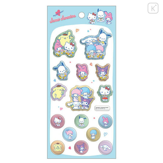 Japan Sanrio Shake Shake Capsule Seal Sticker - Colorful 3D - 1