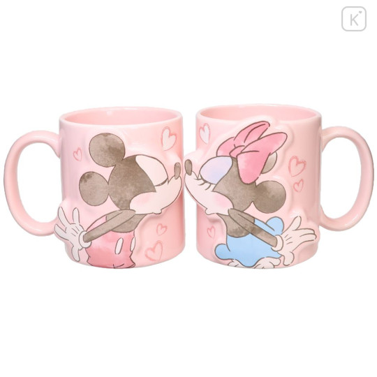 Japan Disney Kiss Pair Mug Set - Mickey Mouse & Minnie Mouse / Pink - 1