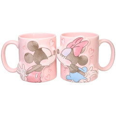 Japan Disney Kiss Pair Mug Set - Mickey Mouse & Minnie Mouse / Pink