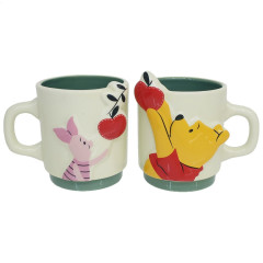 Japan Disney Ceramics Mug Set - Pooh & Piglet / Apple