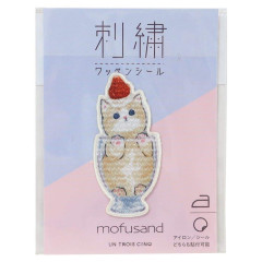 Japan Mofusand Embroidery Iron-on Patch Deco Sticker - Cat / Cream Parfait