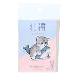 Japan Mofusand Embroidery Iron-on Patch Deco Sticker - Cat / Shark Riding