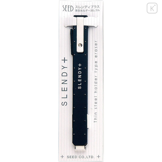 Japan Seed Slendy+ Thin Steel Holder Type Eraser - Black - 1