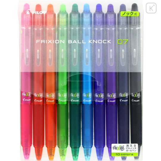 Japan Pilot FriXion Ball Knock 0.7mm Erasable Gel Pen 10 Color Set - 1