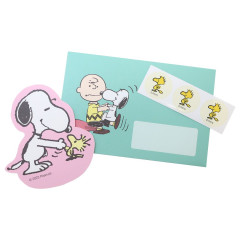 Japan Peanuts Die Cut Mini Letter Set - Snoopy / Green