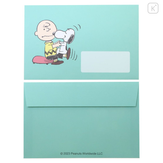 Japan Peanuts Die Cut Mini Letter Set - Snoopy / Green - 3