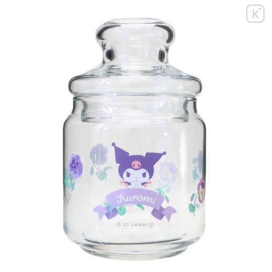 Japan Sanrio Jar Glass Canister Storage Case - Kuromi / Flora - 1