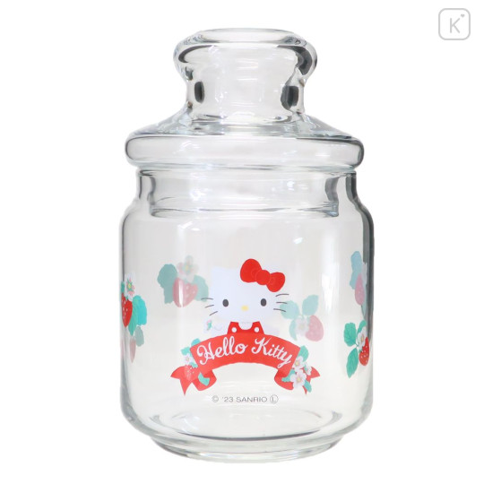 Japan Sanrio Jar Glass Canister Storage Case - Hello Kitty / Flora - 1