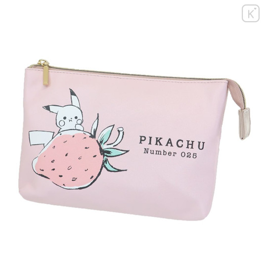 Japan Pokemon Cosmetic Pouch - Pikachu / Pink Strawberry - 1