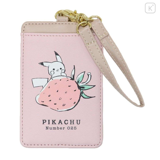 Japan Pokemon Pass Case - Pikachu / Pink Strawberry - 1
