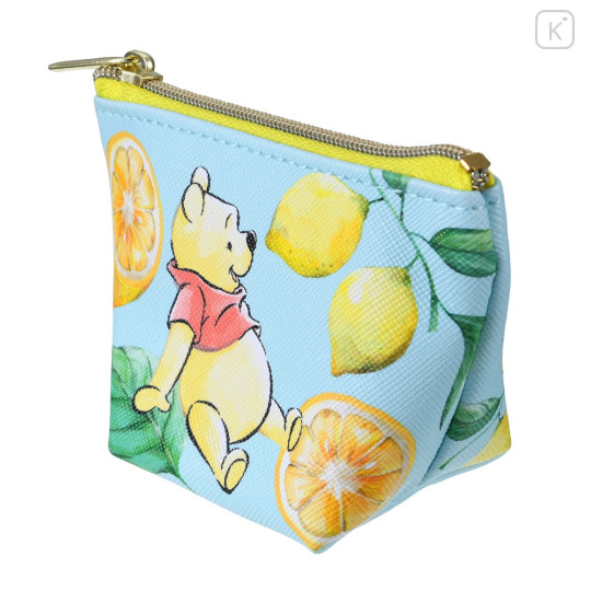 Japan Disney Store Triangular Mini Pouch - Pooh / Lemon Blue - 2
