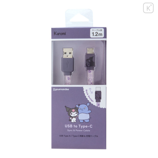 Japan Sanrio USB to Type-C Sync & Power Cable - Kuromi - 1