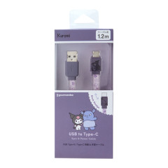 Japan Sanrio USB to Type-C Sync & Power Cable - Kuromi