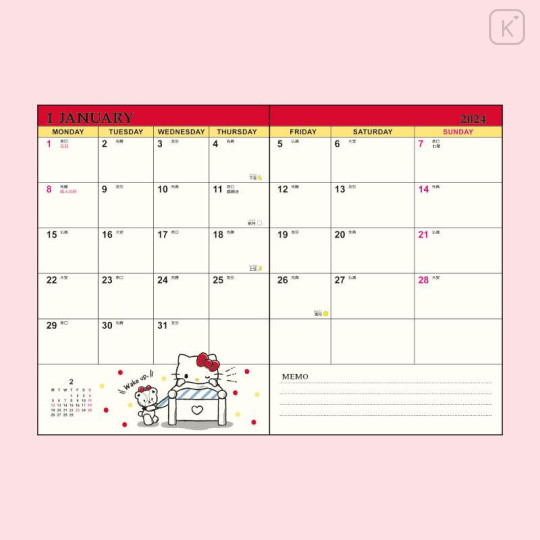 Japan Sanrio Original Horizontal Rule Type B6 Diary - Hello Kitty 2024 - 4