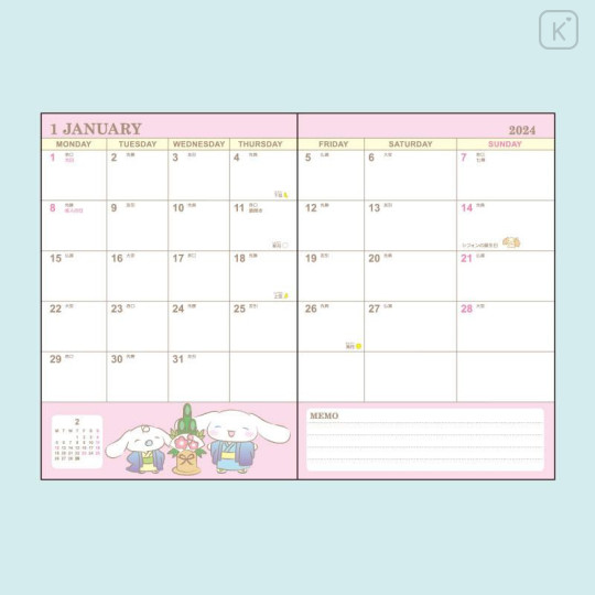 Japan Sanrio Original Block Type B6 Diary - Cinnamoroll 2024 - 4