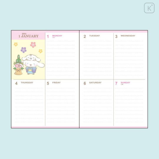Japan Sanrio Original Block Type B6 Diary - Cinnamoroll 2024 - 5