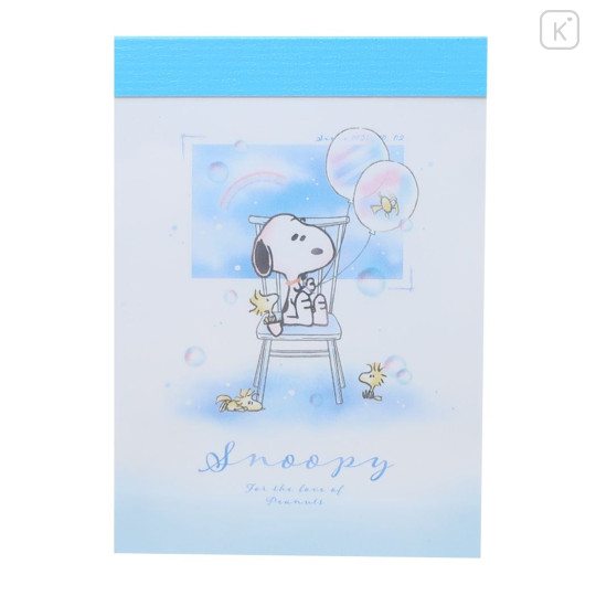 Japan Peanuts Mini Notepad - Snoopy : Woostock White & Blue Sky - 1