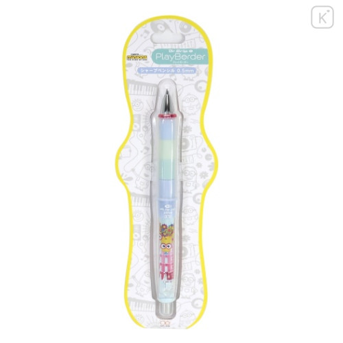 Japan Minions Dr. Grip Play Border Shaker Mechanical Pencil - Light Blue - 4