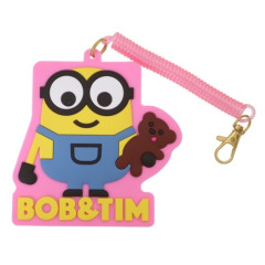 Japan Minions Rubber Pass Case Card Holde - Bob & Tim / Pink