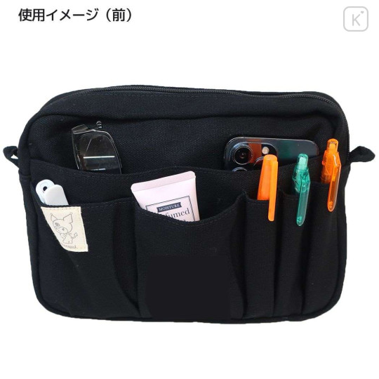 Japan Sanrio Pocket Sacoche Should Bag - Kuromi / Black - 3