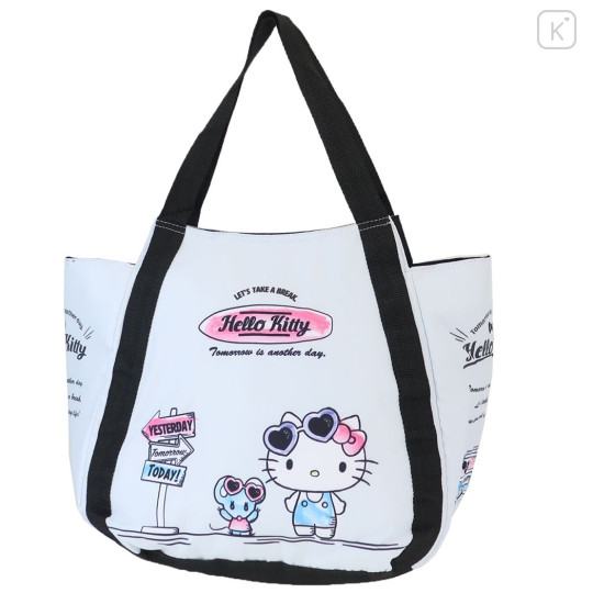 Japan Sanrio Balloon Insulated Cooler Tote Bag - Hello Kitty / White - 1
