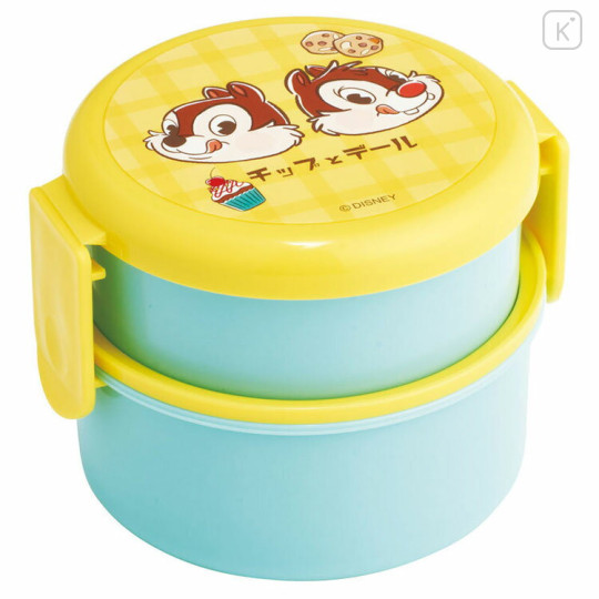 Japan Disney 2 Tier Bento Lunch Box - Chip & Dale / Fancy Retro - 1