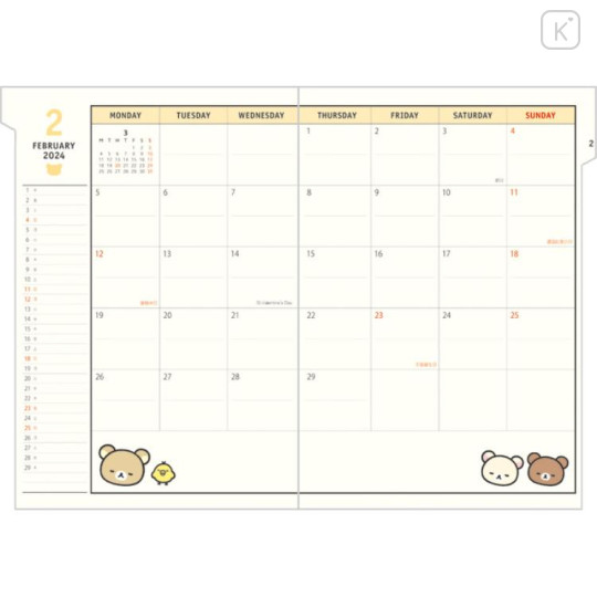 Japan San-X A5 Monthly Schedule Book - New Basic Rilakkuma 2024 - 3