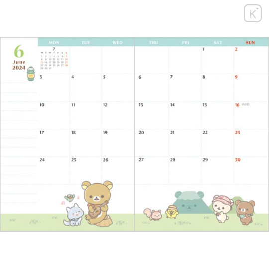 Japan San-X Monthly Schedule Book - Rilakkuma Dragon 2024 - 3
