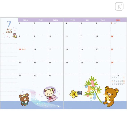 Japan San-X Monthly Schedule Book - Rilakkuma Dragon 2024 - 4