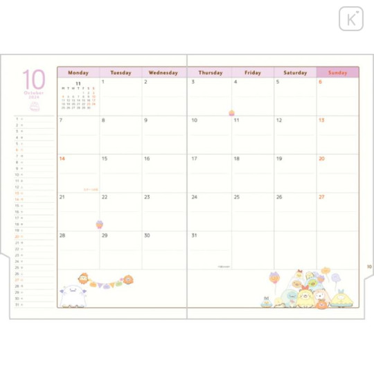 Japan San-X A5 Monthly Schedule Book - Sumikko Gurashi 2024 - 3