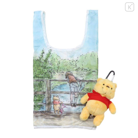 Japan Disney Eco Shopping Bag & Plush - Winnie the Pooh / Christopher - 1