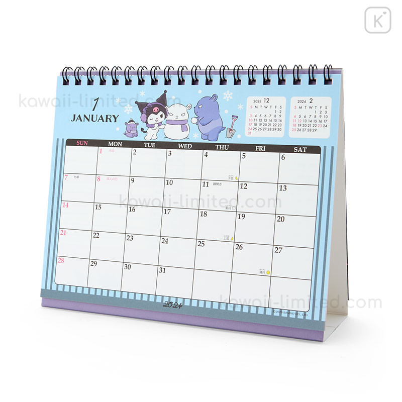 Japan Sanrio Original Ring Calendar Kuromi 2024 Kawaii Limited