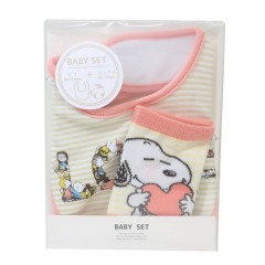 Japan Peanuts Bib & Socks Set - Snoopy / Heart