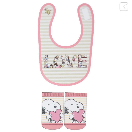 Japan Peanuts Bib & Socks Set - Snoopy / Heart - 2