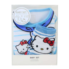 Japan Sanrio Bib & Socks Set - Hello Kitty / Blue