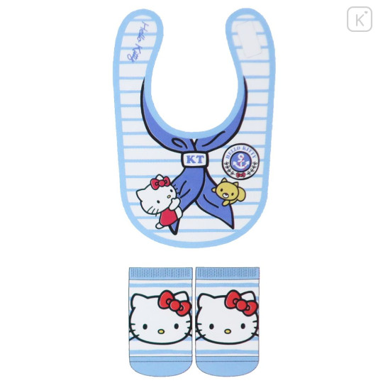 Japan Sanrio Bib & Socks Set - Hello Kitty / Blue - 2