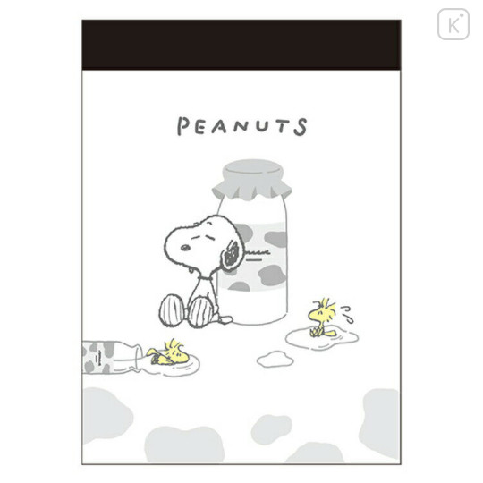 Japan Peanuts Mini Notepad - Snoopy : Woostock Milk - 1