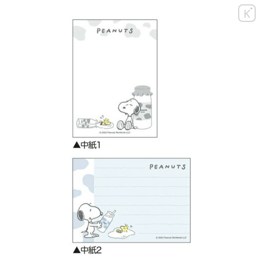 Japan Peanuts Mini Notepad - Snoopy : Woostock Milk - 2