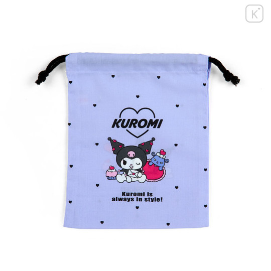 Japan Sanrio Original Gusseted Drawstring Bag (S) - Kuromi - 1