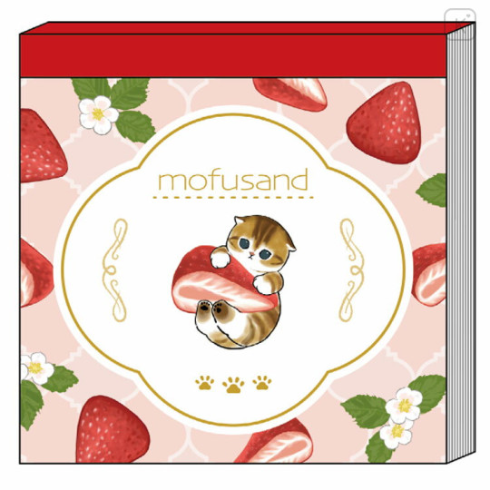 Japan Mofusand Memo Pad - Fruit Cat / Strawberry - 1