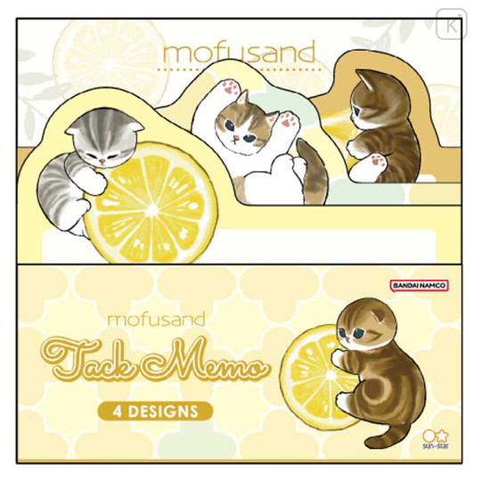 Japan Mofusand Tack Memo Pad - Fruit Cat / Lemon - 1