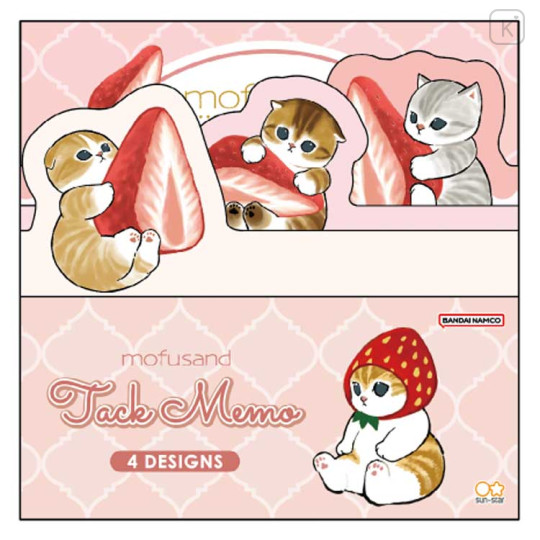 Japan Mofusand Tack Memo Pad - Cat / Strawberry - 1