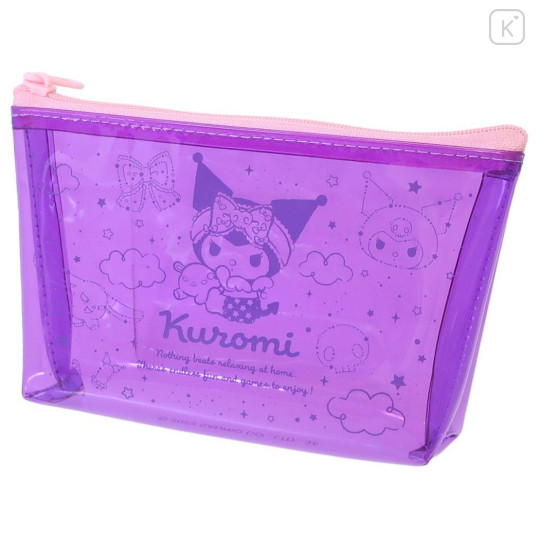 Japan Sanrio Clear Pouch - Kuromi / Purple - 1