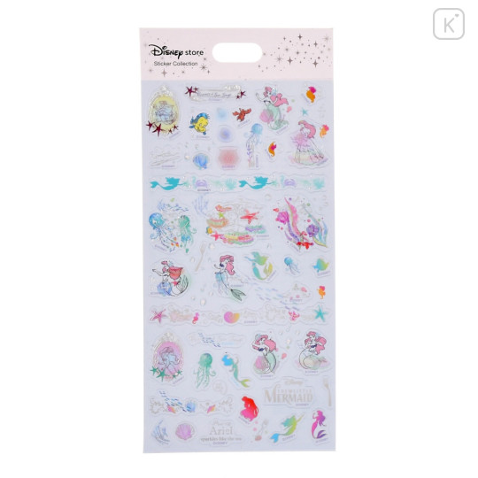 Japan Disney Store Sticker Collection - Ariel, Flounder, Sebastian / Clear Metallic Line - 1