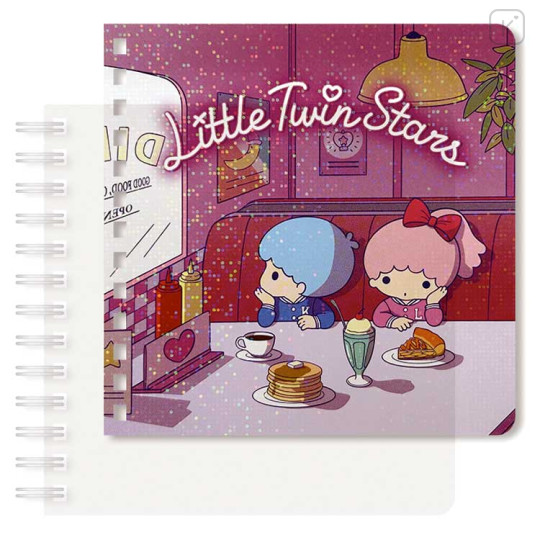 Japan Sanrio Square Ring Notebook - Little Twin Stars / City Pop - 1